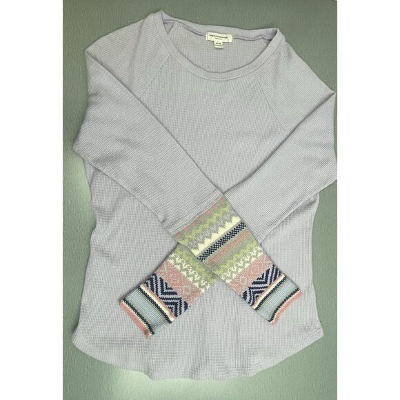 Beach Lunch Lounge Lavender Waffle Knit Thermal Long Sleeve Tee Size Medium - Picture 12 of 16